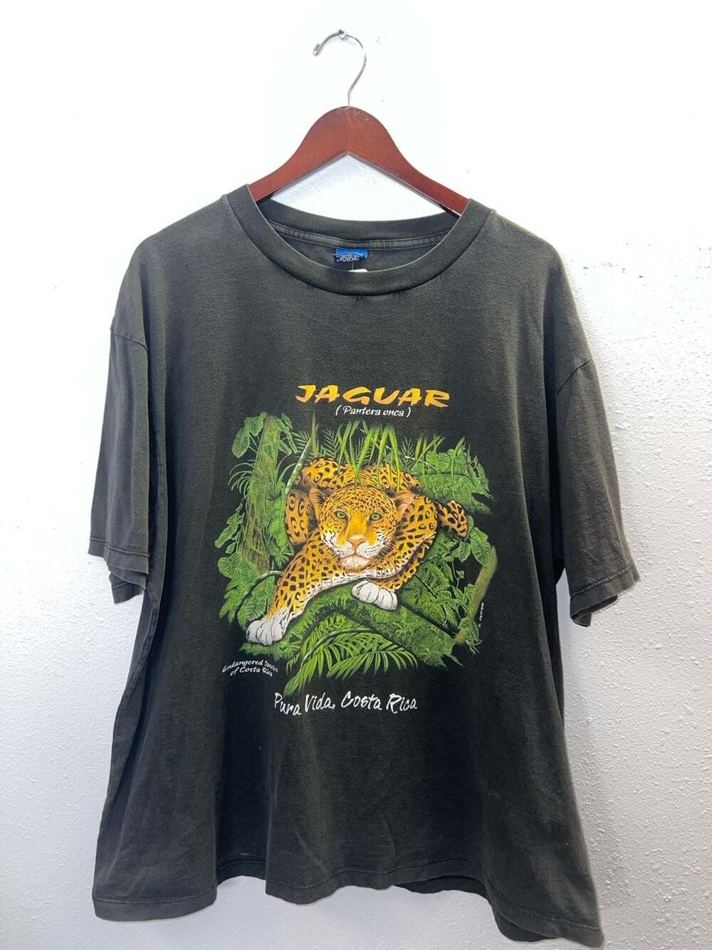 Vintage Jaguar Costa Rica Nature T-Shirt 2XL Faded Black Pura Vida 0640